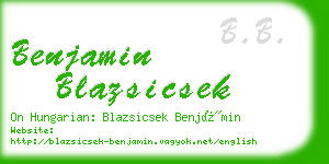 benjamin blazsicsek business card